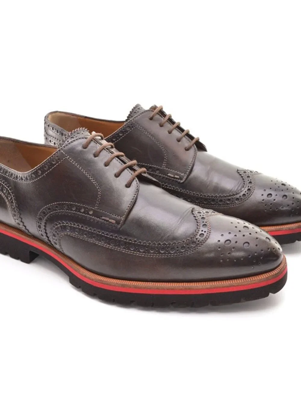 Men Scarpe Di Bianco SC533 Deco Nero Fondente Wingtip Oxfords 10 M